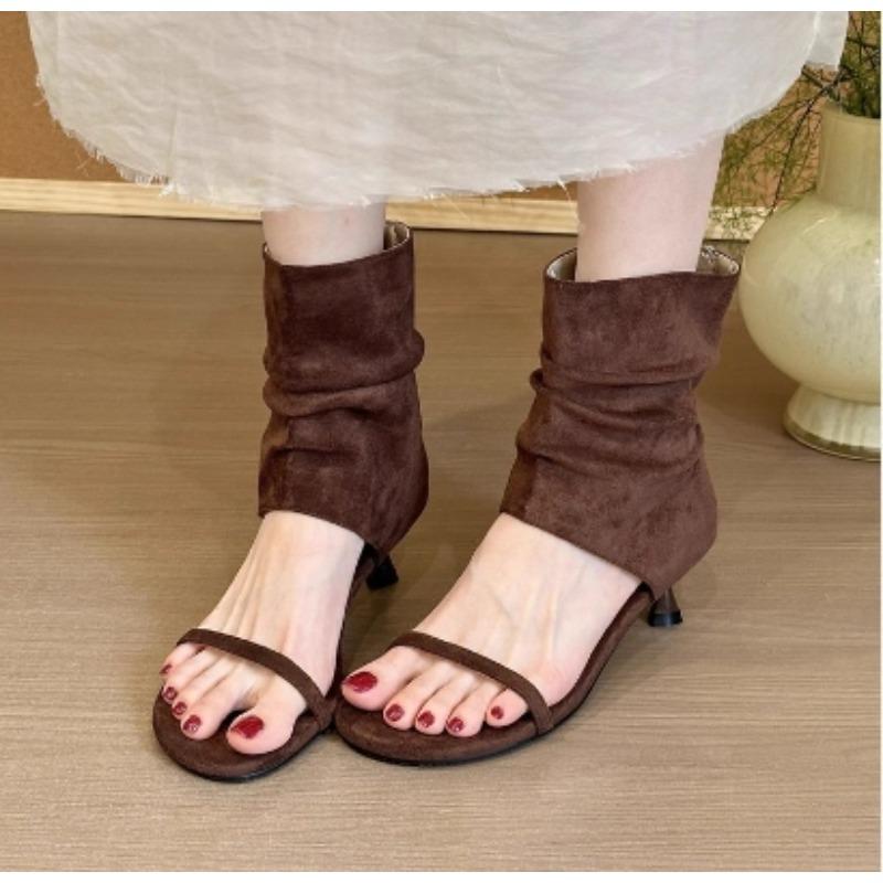 Fashion Heeled Sandals Women Summer Boots Kitten High Heels Shoes Designer New Style Brand Cowboy Ankle Open Toe Casual Party Pumps Cool