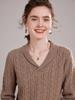 European Women's V-Neck Cashmere Knit Sweater - Thick, Versatile, Short Base Layer