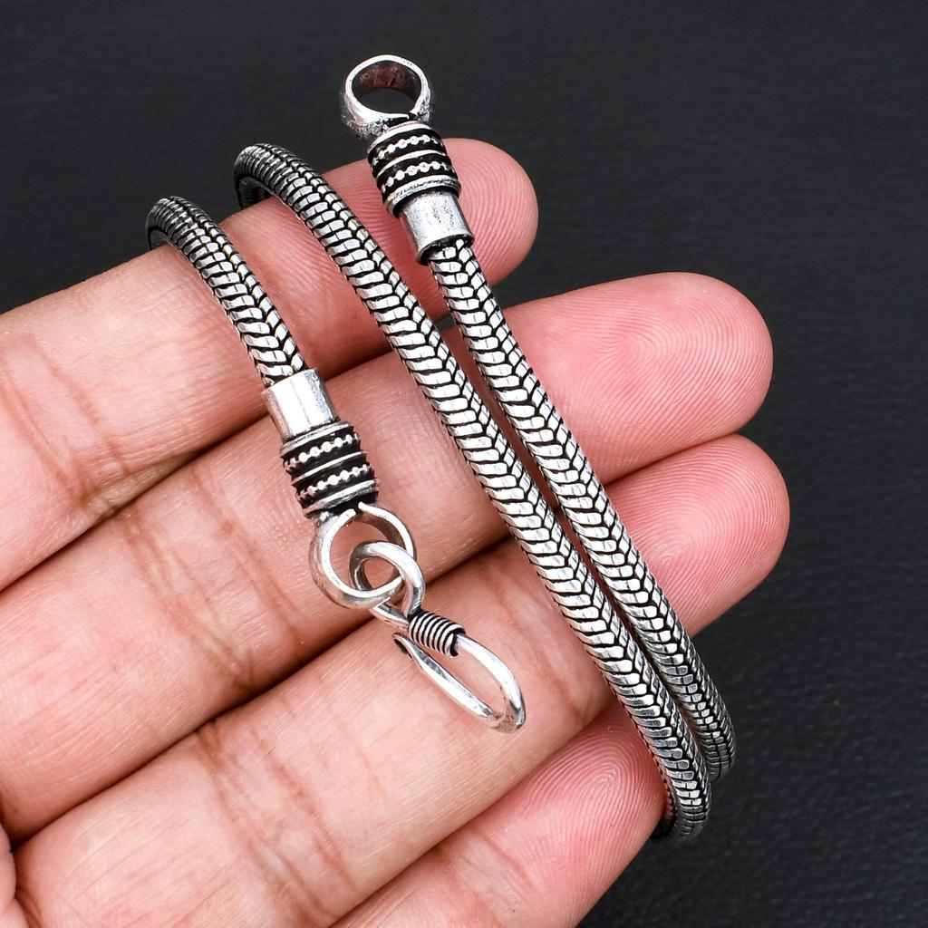 Vintage Design Handmade 5 Mm Snake Chain Necklace 925 Sterling Silver Plated Jewelry