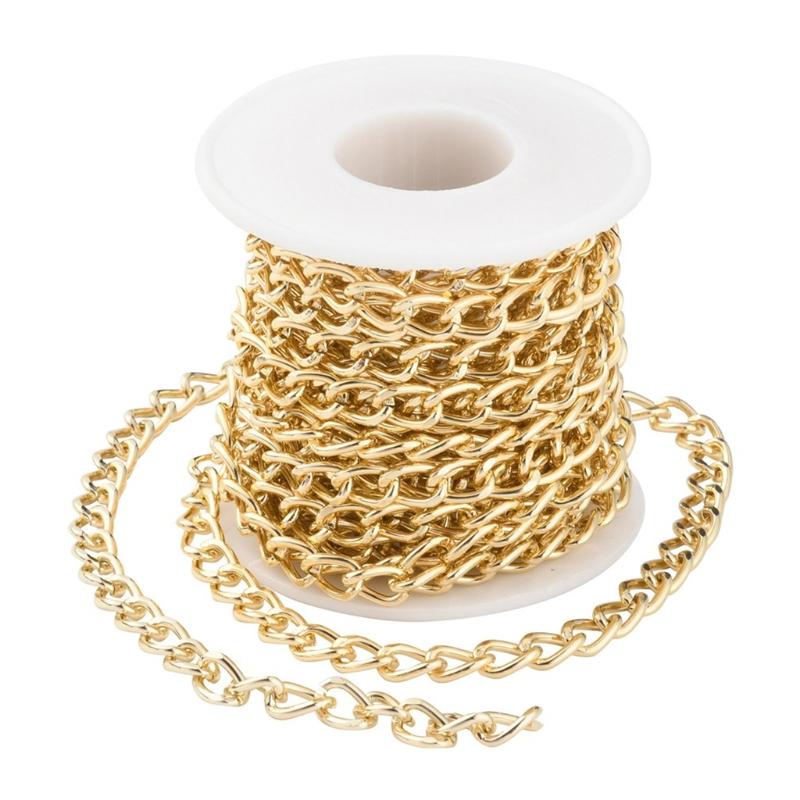 1 Rolle 5m Aluminium Verdrehte Curb-Ketten Silber Goldene Ketten Verdrehtes Kabel Kruzifix Halskette Findeketten für DIY Basteln