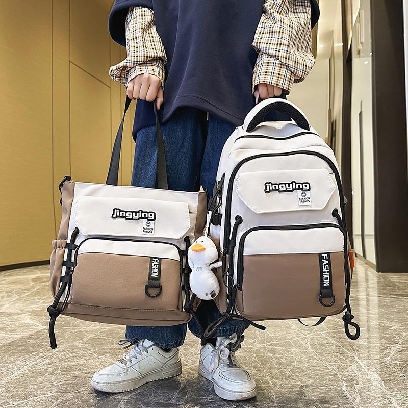Lulu Japanese Casual Backpack Set: Large Capacity Schoolbag for College, Junior High Students, and Men & Women's Portable Use.