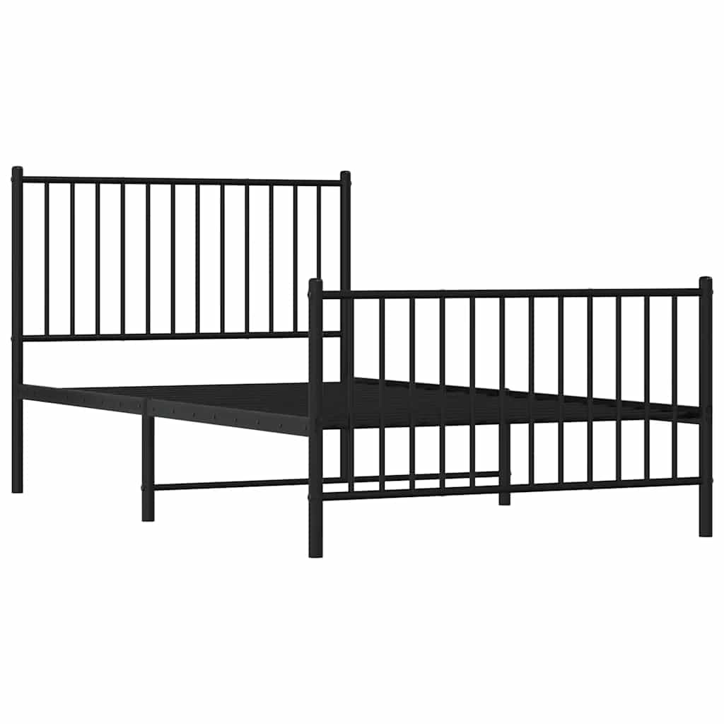 Vidaxl Struttura Letto in Metallo con Testiera e Pediera, Nera, 100X190Cm