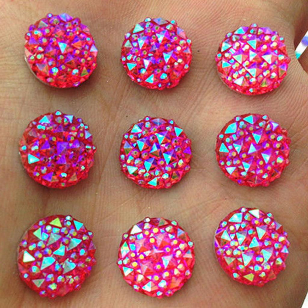 Gör-det-själv 40 st 12 mm rund AB Resin Flatback Rhinestones för telefonbröllopshantverk