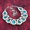 Blue Turquoise 925 Solid Sterling Silver Necklace with Adjustable Chain, Handmade Gemstone Jewelry Necklace For Memorial Day