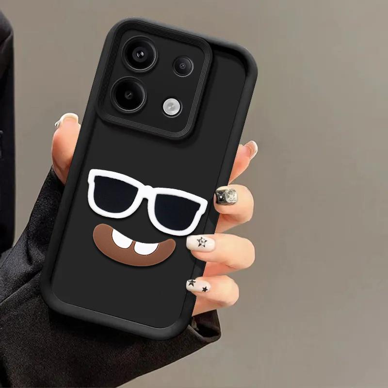 Cute 3D Glass Smile Candy Liquid Phone Case for Xiaomi Redmi Note 14 13 Pro 14S 12 12s 11 11s 14C 12C 13C 10C A5 A3 K80 K70E K60E Cartoon Cover