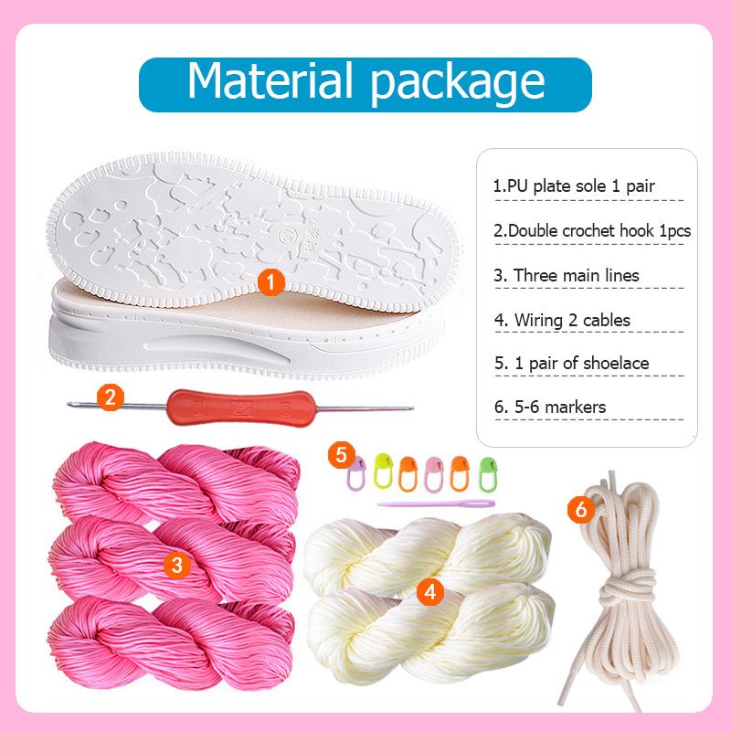 DIY Shoes Crocheted Material Hand-woven Summer Hook Soles Anti-kick Rubber Soles+Hollow Line Knitted Slippers Short Boots
