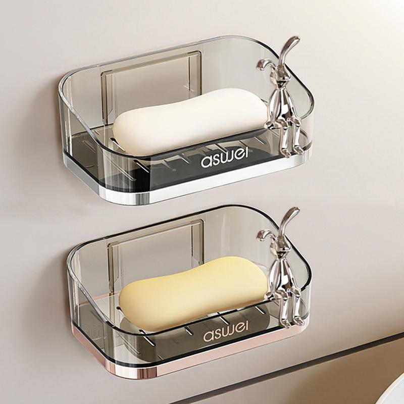 Adhesive Soap Dish For Shower Wall,Suitable For Countertop Plastic Bar Of Soap Holder And Wall-Mounted Hanging Soap Caddy Tray