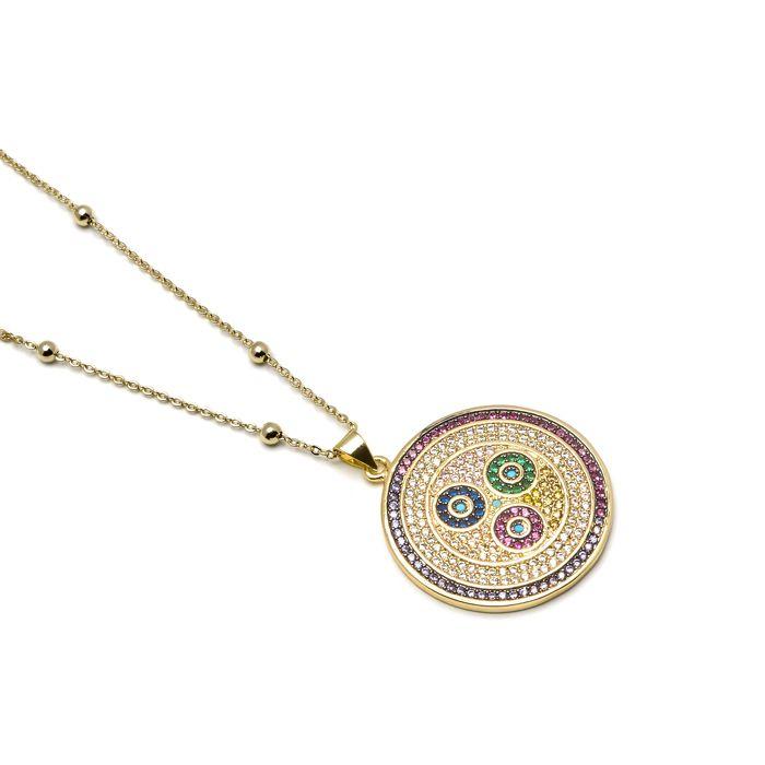 Collier Luxenter Avec Zircon Multicolore Finition En or 18 Carats - Purma