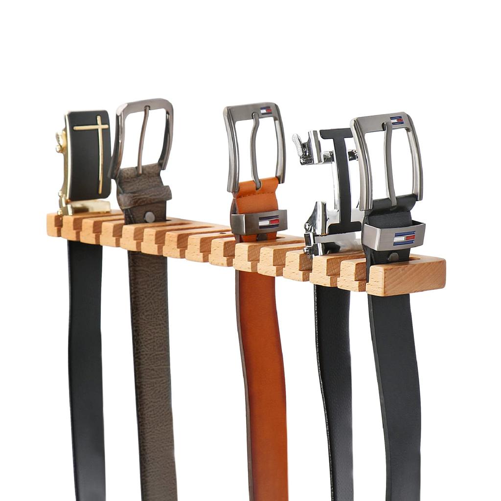 Belt Hanger For Closet Wooden Belts Organizer Belt Rack With 360 Rotation Swivel Hook Tie Display For Closet Door Wall New