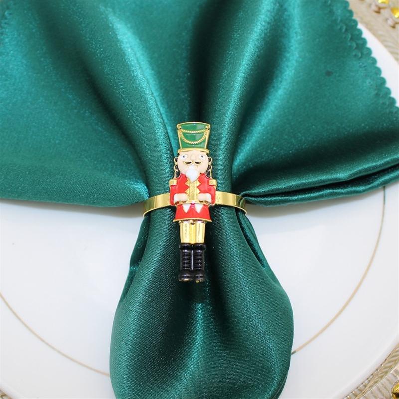 Elegant Holiday Dinner Napkin Rings Nutcrackers Design Alloy Metal Christmas Decors Elegant Alloy Napkin Holders