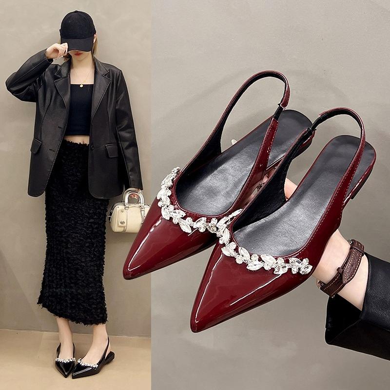 Spring/Autumn Round Head Solid Color Water Diamond Flat Shoes Fashion New Style Comfortable Leisure Outdoor Sandals for Women