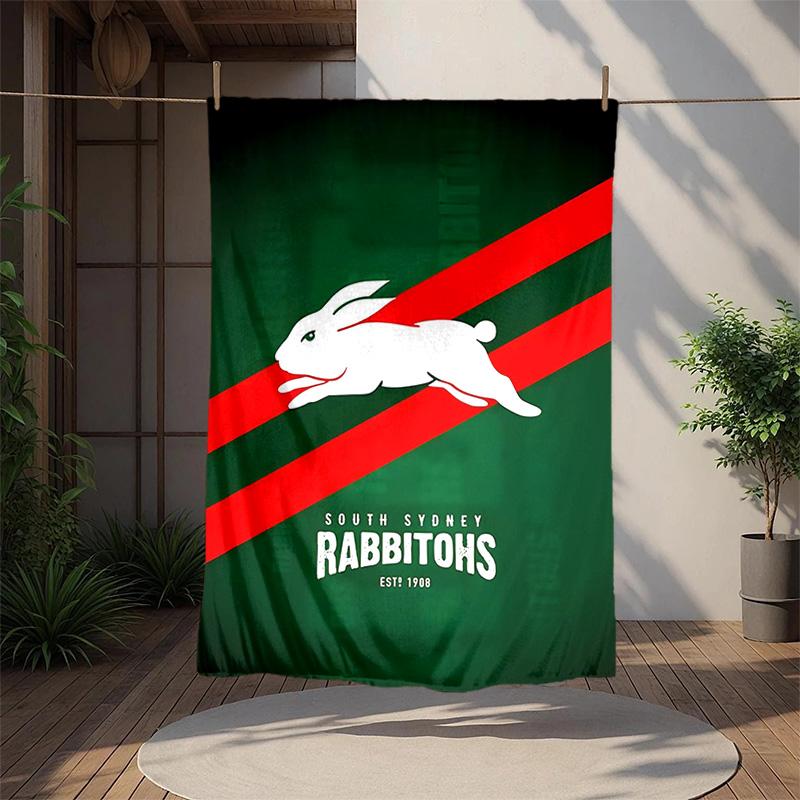 South Sydney Rabbitohs Flannel Blanket Soft Warm All-Season Throw, Design for Camping, Car Travel, Hiking Sofa, Bed, Office Perfect Gift for Parties