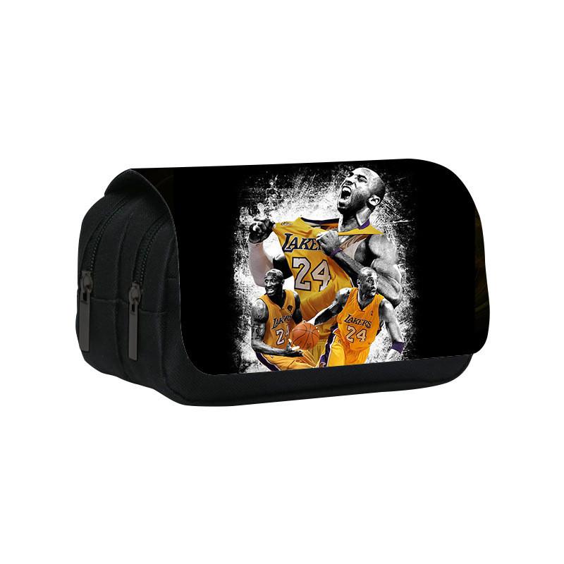 Kobe Bryant Double Layer Pencil Case With Nylon Material For Students And Nba Fans