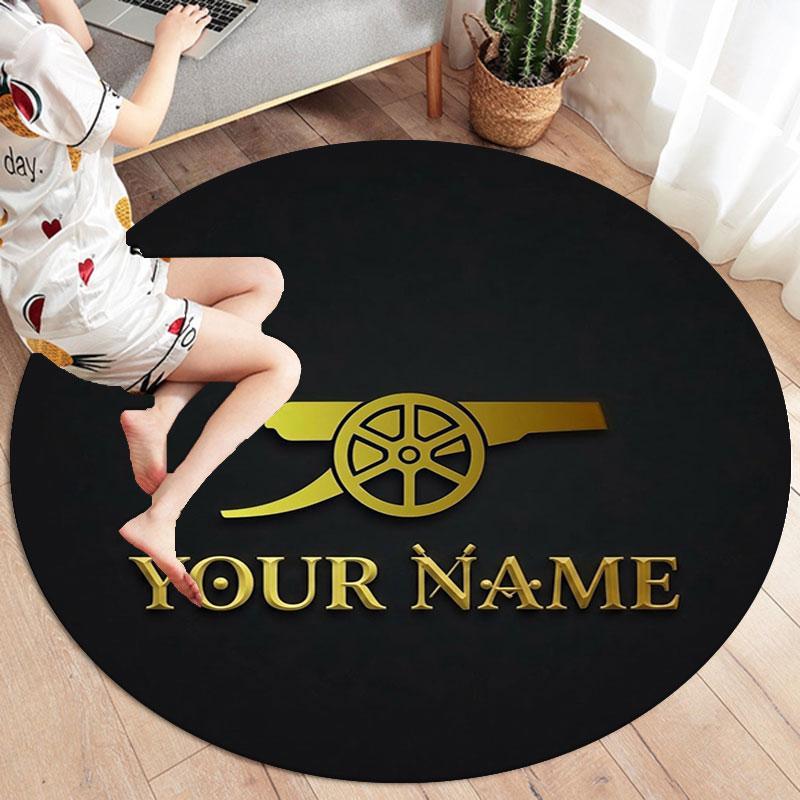 Arsenal F Benutzerdefinierter Name Runder Teppich, Teppich für Wohnzimmer Schlafzimmer Sofa Spielzimmer Dekoration, Rutschfeste Fußmatte