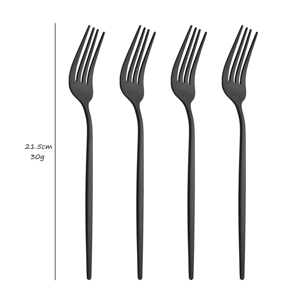 Shiny Black Dinnerware Set Korean Flatware Set Dinner Knife Fork Spoon Teaspoon Tableware Stainless Steel Cutlery Family Eating Utensils