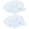 2PCS Coral Fleece Hair Drying Towels Absorbent Rapid Drying Thickening Hair Wrap HatBlue
