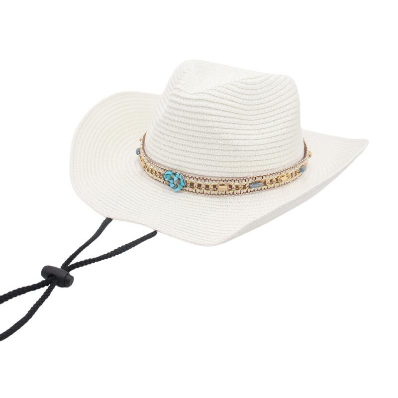 Ethnic Style Straw Hat Tibetan Stage Performance Elegant Retro Bohemian Sunscreen Outdoor Shading Literary And Artistic Style Weaving