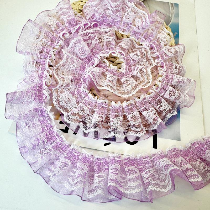 

4 см двухслойная плиссированная кружевная лента для самостоятельного изготовления одежды и юбок в виде листьев лотоса фиолетовый