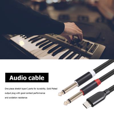 1/2M USB C To 1/4inch Audio Cable Flexible USB Type C To Dual 6.35mm 1/4 Inch TS Audio Cord for Smartphone Tablet Laptop