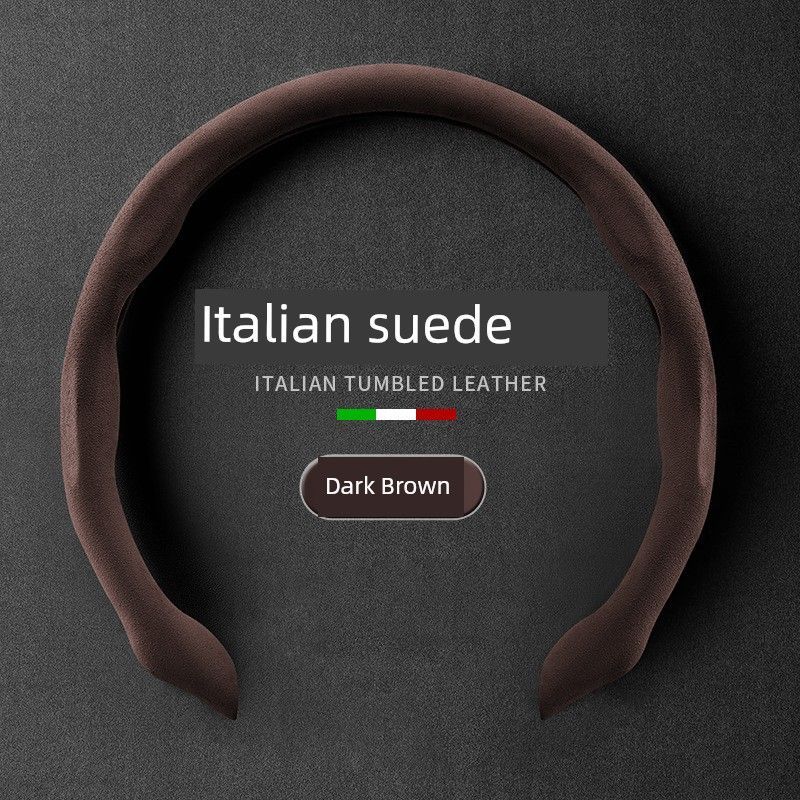 Steering Wheel Cover, Suede Leather, Breathable, Sweat-Absorbent, Non-Slip, Wear-Resistant, High-End Universal Handle Cover, Suitable for All Seasons