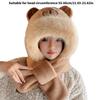 Furry Cartoon Capybara Hat with Scarf Gloves Set Thicken Furry Hat Oversized Headgear Hat for Winter Commute