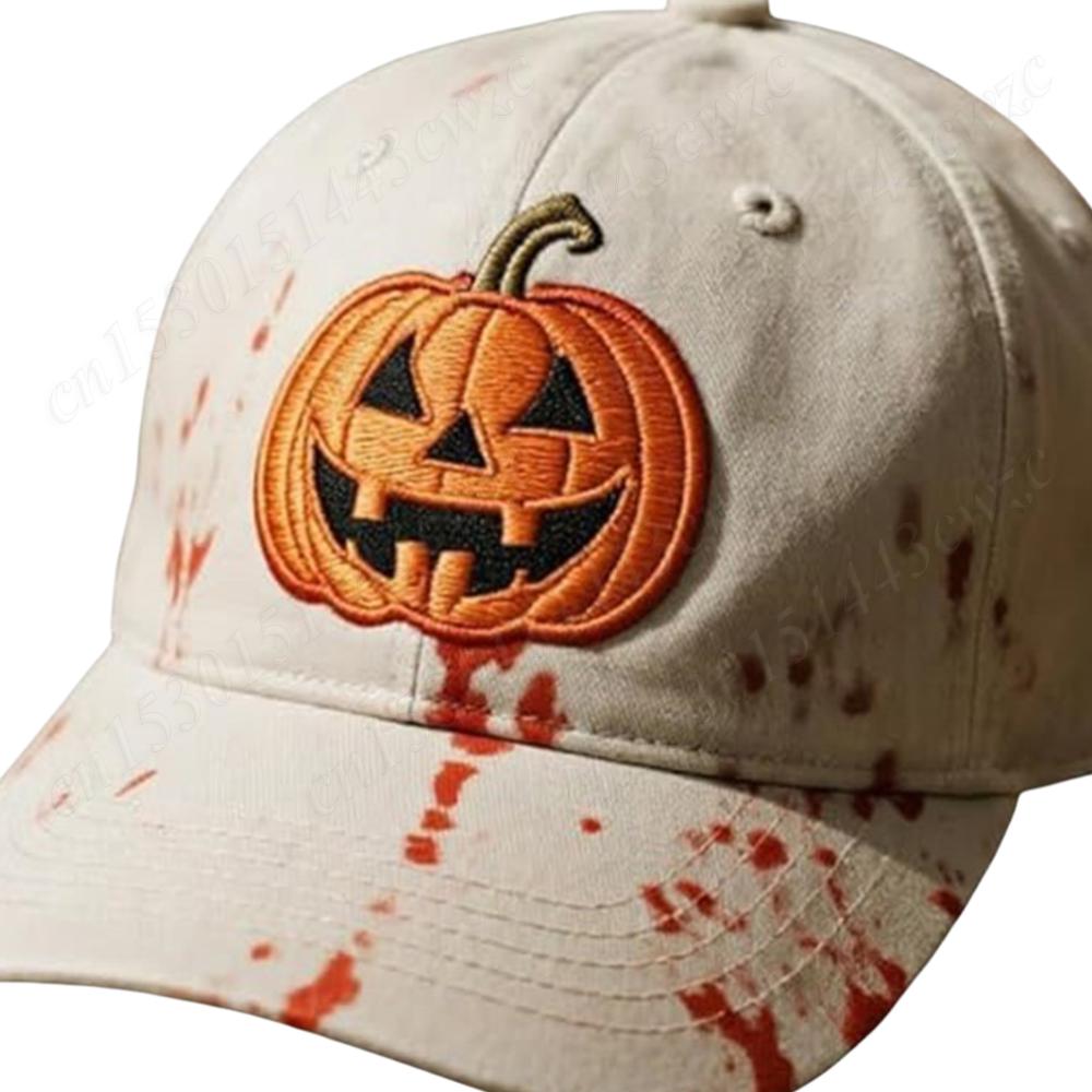 Halloween Unisex Baseball Hats Halloween Pumpkin Face Baseball Cap Embroidery Leisure Hat for Outdoor Activities Fishing & Campi