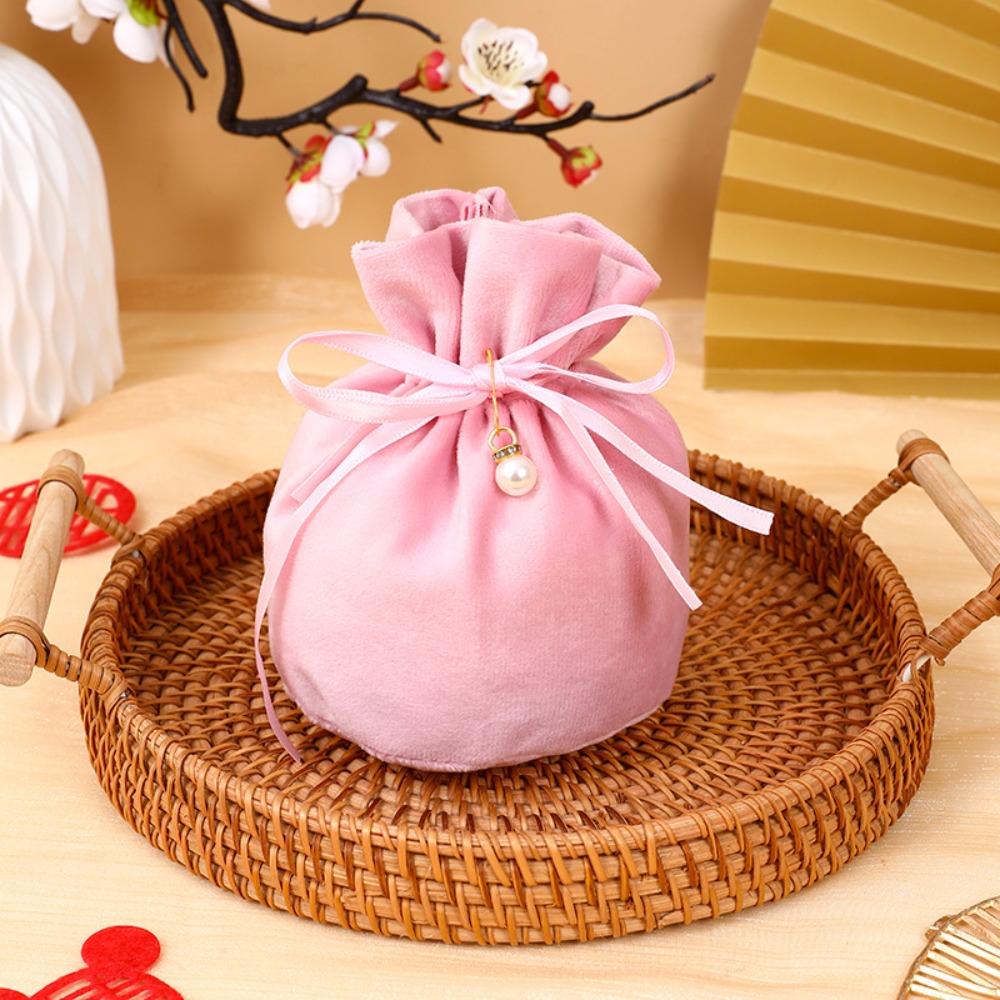 Traditional Drawstring Candy Bag Chinese Wedding Gift Bag Creative Flannel Gift Bag Party