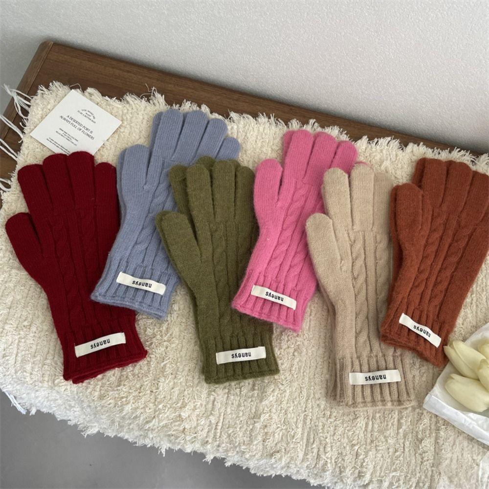 

Windproof Korean Knitted Gloves Y2k Solid Color Gloves Fashion Lady Finger Gloves Outdoor style 5