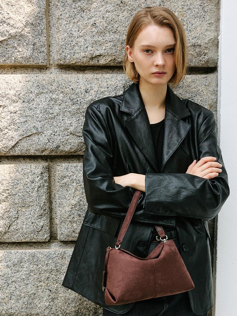 Moremorr Movo Tasche _ Wildleder Braun Mini Tasche 3-Wege