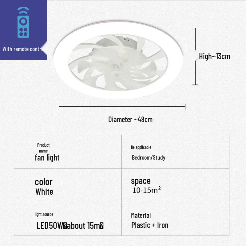 

Minimalist LED Ceiling Fan Light for Living Room, Dining Room, Bedroom, and Study - Dimmable Windmill Design Stepless Dimming + Remote Control