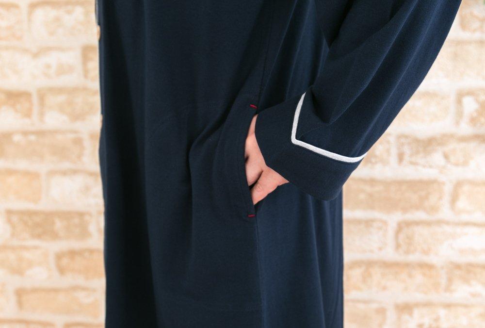 Eye Sleeper Long Open Made of Soft Cotton Smooth Knit Size 30031 K's Men's Pajamas, Sleeve, Front, Spring/Autumn, 100% Fabric, (LL Navy)