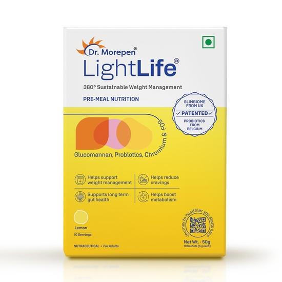 Dr. Morepen LightLife Pre-Meal Nutrition Mix by Dr.Morepen | Zesty Lemon Flavorl | Ideal for Men & Women | 10 Sachets | 50g