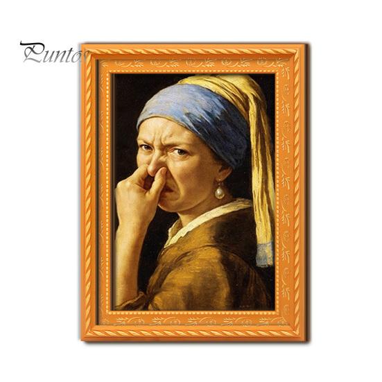 Housewarming Gifts for Art Lovers Funny Small Wooden Fridge Magnet Picture Frame, Vintage Oil Painting Pattern Soft Magnetic Display Refrigerator