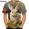 Sommer Niedliches Tier Kaninchen Muster 3D Gedrucktes T-Shirt Lässig und Lustig Street Persönlichkeit Rundhals Kurzärmelig Herren T-Shirts