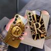 Gorgeous letter gold "R" For Samsung Galaxy S26 S20 FE S21 S22 S23 Plus S24 Ultra S25Ultra S21+  S22Plus Golden glass phone case