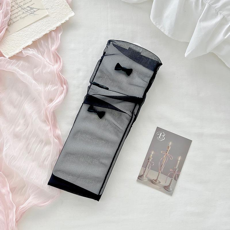 Women's Summer Ultra Thin Breathable Sweet Bowtie Net Yarn Transparent Tube Stack Socks