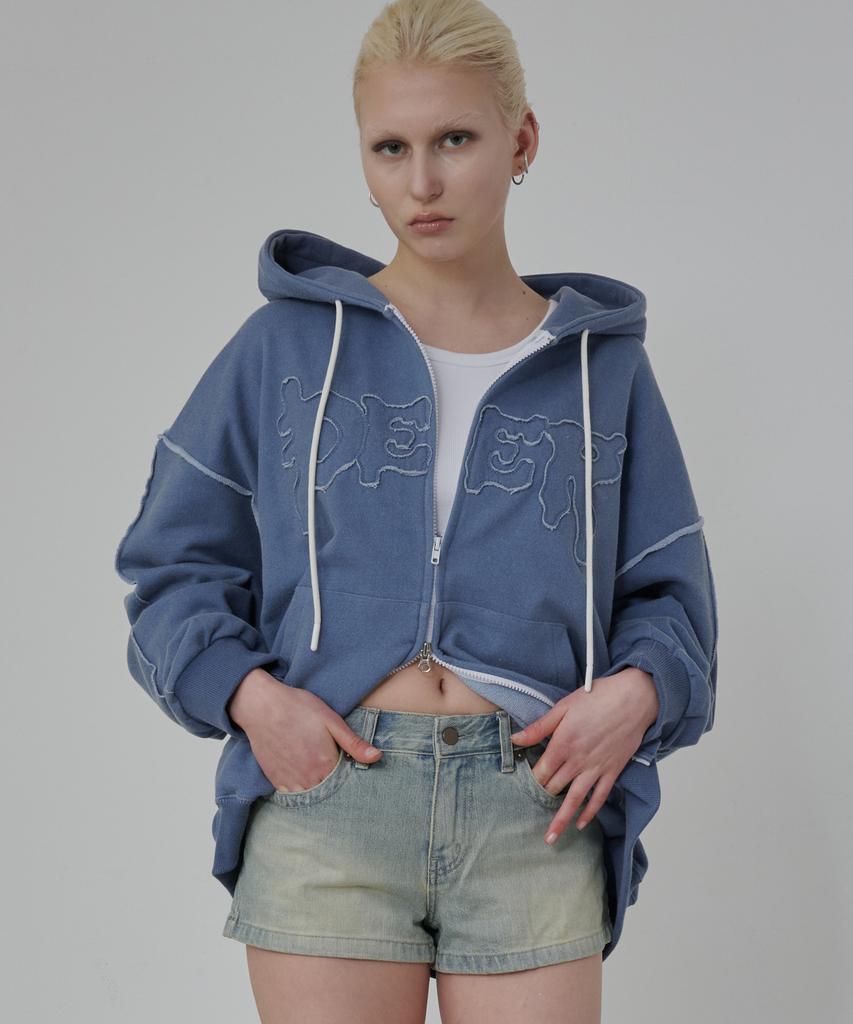 Dearmydeer Dear Applique Hoodie Zip-Up (Blue)