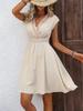 Women's Summer French Vacation Style Floral Lace Hollow V-Neck A-Line Dress