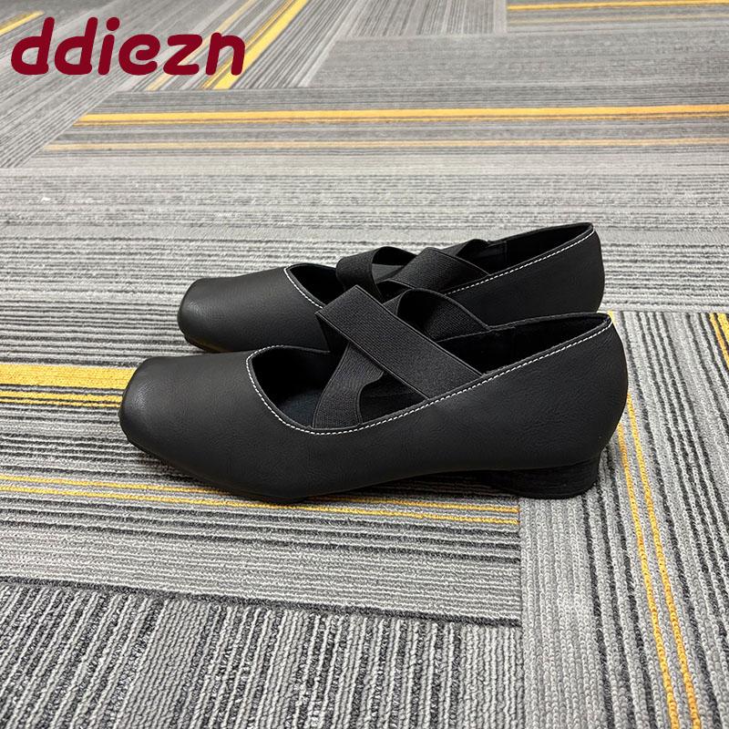 Fashion Fashion Elastic Band Footwear Low Heel Ballet Flats Shoes For Women Soft Female Shallow Ladies Heeled Pumps Slip On Shoes