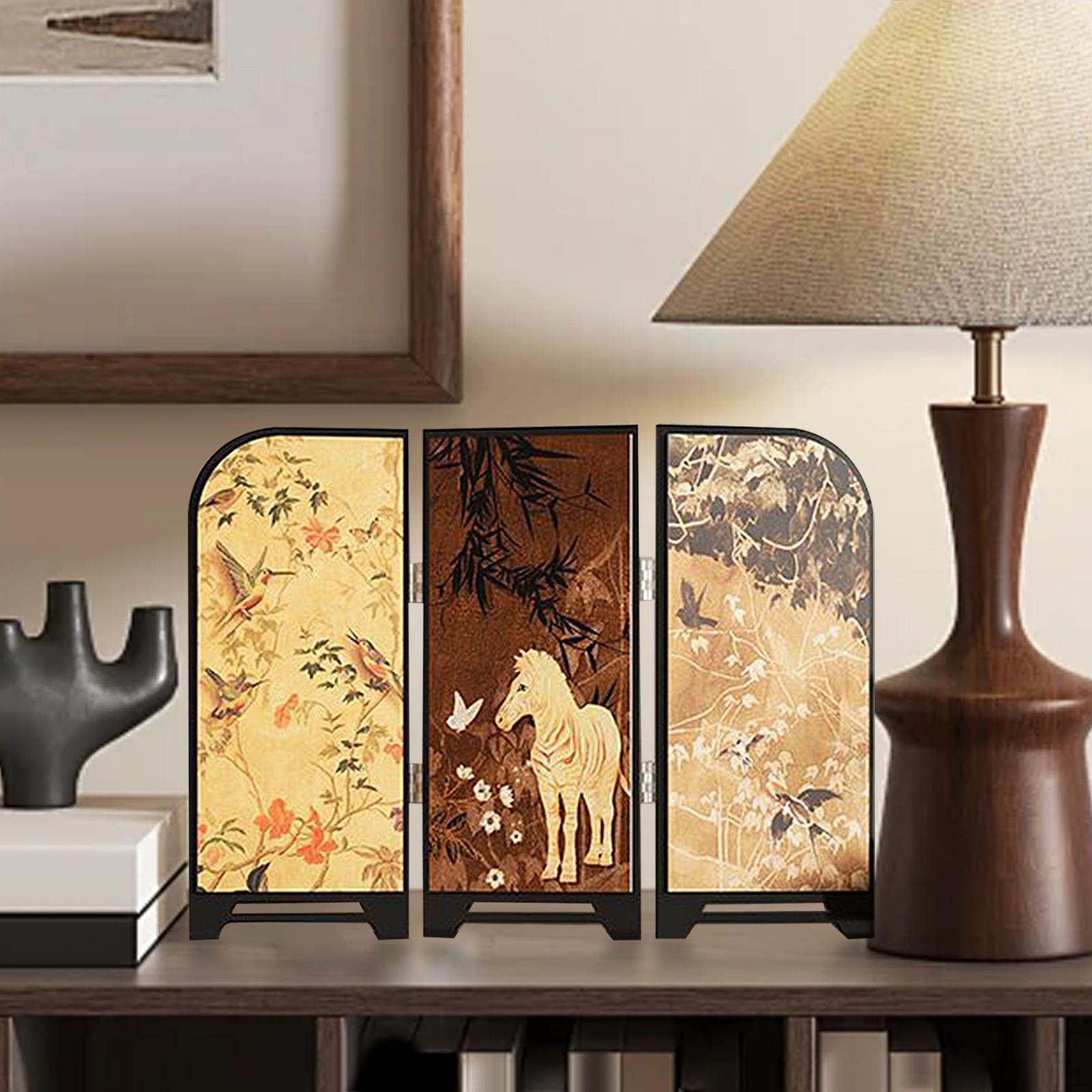 

Декоративна ширма Фен-шуй прикраса Художня міні-складна перегородка для спальні каміна Horse