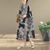 DIMANAF New 2026 Women Plus Size Spring Summer Beach Long Dress Lady Loose Oversize Maxi Floral Print Cotton Vintage Black