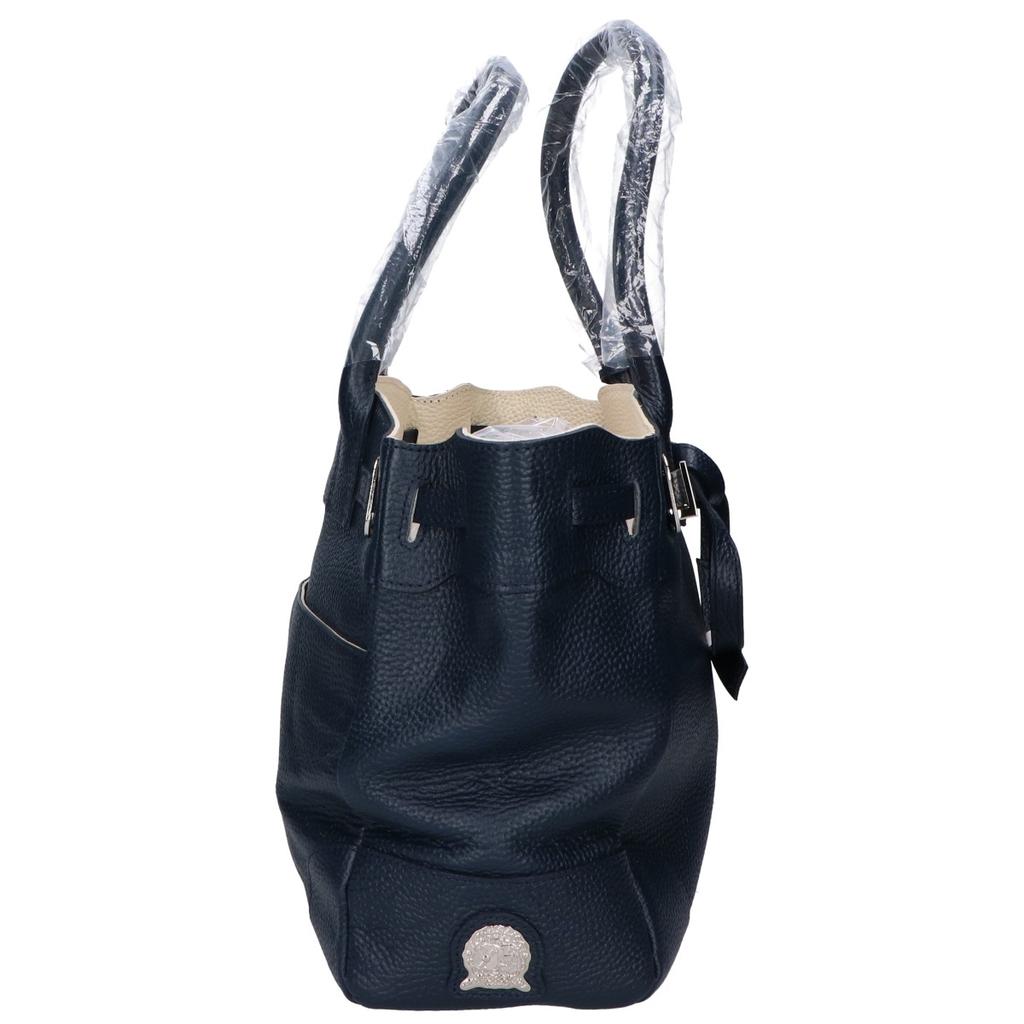 A.D.M.J. Accessoires De Mademoiselle Shrink leather inclusion Tote Bag NavyUsed