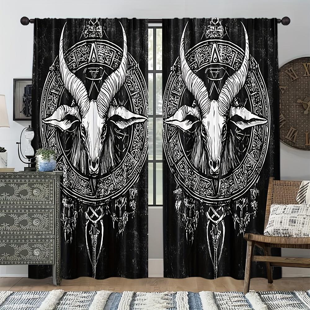 Artistic Modern Baphomet Curtains Light Filtering Design Bedroom Living Room Dining Study Curtain With Rod Pocket Blackout Polyester Perfect For Area