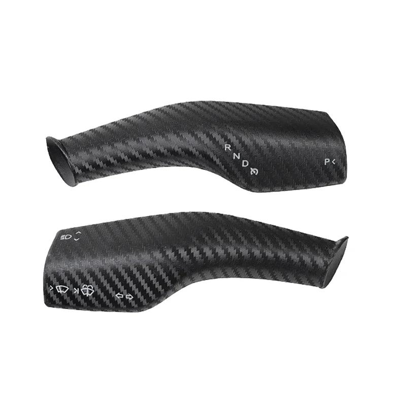 2pcs ABS Carbon Fiber Car Gear Shift Knob Trim Cover for Tesla Model 3/Y