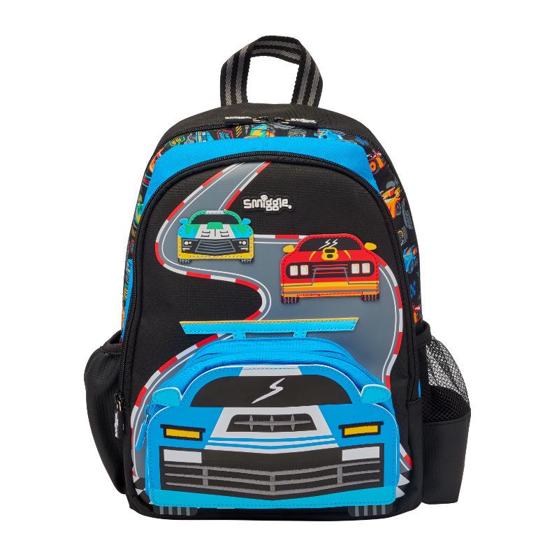 Smiggle Cartoon Backpack for Primary Students with Name Card & Trolley