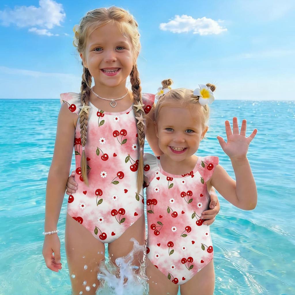 Bañador de una pieza para niña Verano Estampado de Frutas Sin Mangas Informal Moda Traje de baño para Niños Ligero Cómodo