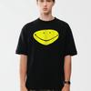 Vintage Look Rave T-Shirt Yellow Happy Smile Face Cartoon Print Unisex 100% Cotton Novelty Gift T-Top