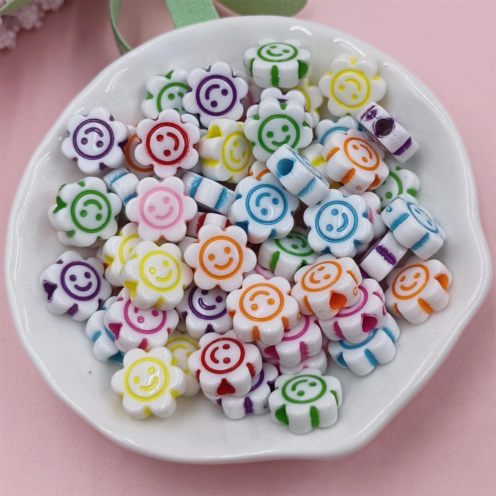 

100 шт. акриловые цветы Роза Алфавит круглые бусины бабочка бусины DIY материал из бисера ожерелье ручной работы браслет ювелирные аксессуары Smiley face flower
