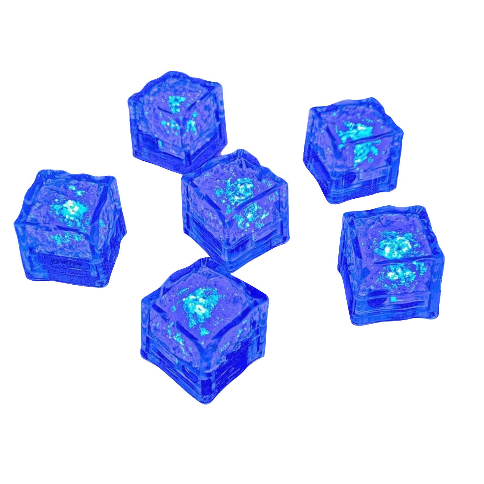 

12pcs LED Light Up Ice Cubes Reusable Beverage Cooling Cubes Battery Operated Party Drink Accessories One Size синий