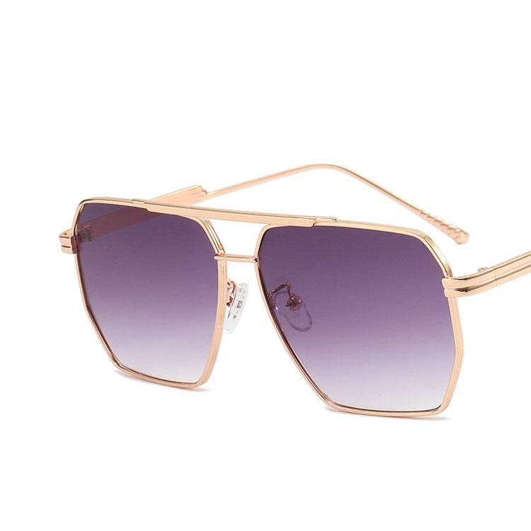 

Солнцезащитные очки с большой металлической оправой и двойной переносицей женские мужские винтажные панк люксовый бренд дизайнерские неправильной формы пилоты УФ400 As the photo